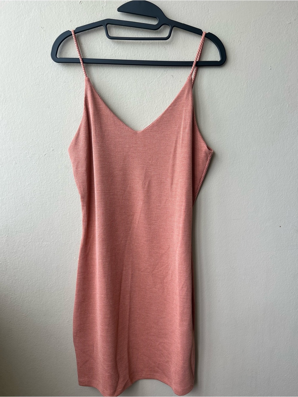 Mango Ribbed Knit Slip Dress in Dusty Rose